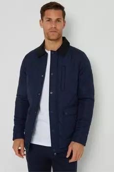 Водонепроницаемая стеганая куртка с воротником и ромбовидным узором Threadbare, синий