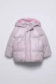 Водонепроницаемая стеганая куртка ZARA, цвет light lilac