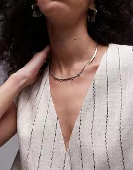 Водонепроницаемое колье в форме змеи из нержавеющей стали Topshop Pia серебряного цвета с бусинами