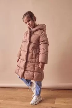 Водонепроницаемое квадратное стеганое пальто с капюшоном (3 16 лет) Next, розовый