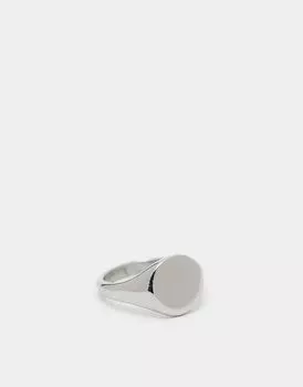 Водонепроницаемое серебристое кольцо-печатка из нержавеющей стали ASOS DESIGN