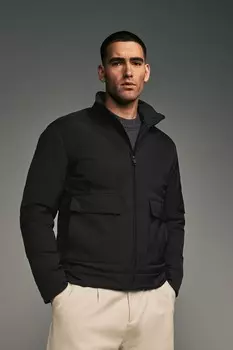 Водонепроницаемое утепленное пальто с воротником трубой Next, черный