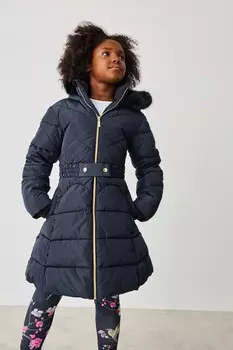 Водонепроницаемое утепленное пальто юбка с поясом Baker By Ted Baker, синий