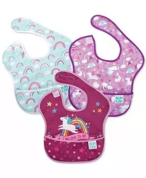 Водонепроницаемые детские нагрудники Super Baby Girls, упаковка из 3 шт Bumkins, розовый