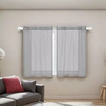 Водонепроницаемые панельные шторы, комплект из 2 шт., шторы-бистро, прозрачные кухонные шторы, карманные шторы, современные кухонные шторы (темно-серые 85 х 91 см) Qelus, серый