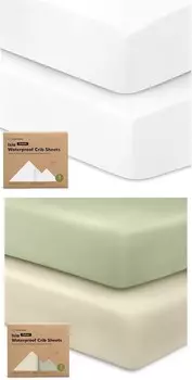 Водонепроницаемые простыни для кроватки Keababies для мальчиков и девочек — 2 упаковки простыней для кроватки