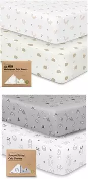 Водонепроницаемые простыни для кроватки Keababies для мальчиков и девочек и 2 упаковки простыней для кроватки — 2 упаковки простыней для кроватки