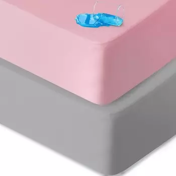 Водонепроницаемые простыни для люльки Halo, Dream on Me, Ingenuity, Fisher Price, Delta, Graco и другие овальные матрасы для люльки, 2 шт., ультрамягкие простыни из микрофибры, серые и розовые Biloban, Grey & Pink