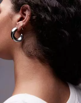 Водонепроницаемые серебряные серьги-кольца из нержавеющей стали Topshop Paz