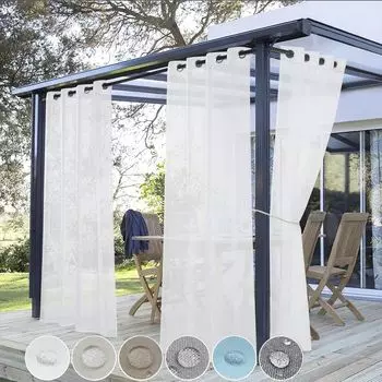 Водонепроницаемые солнцезащитные шторы для наружного применения. Набор из 2 прозрачных штор для беседки с люверсами (белый, 132 x 213 см). Qelus