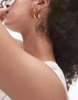 Водонепроницаемые золотистые серьги-кольца из нержавеющей стали Topshop Paz