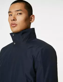 Водонепроницаемый анорак с капюшоном и мягкой подкладкой Marks & Spencer, темно-синий