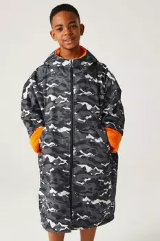 Водонепроницаемый детский халат на флисовой подкладке Regatta, черный