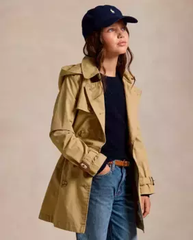 Водонепроницаемый хлопковый плащ для девочек Polo Ralph Lauren, бежевый