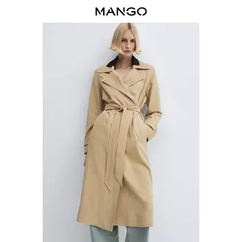 Водонепроницаемый плащ Mango со съемным поясом, бежевый
