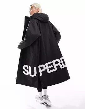 Водонепроницаемый плащ Superdry черного и белого цвета