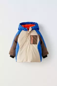Водоотталкивающая и ветрозащитная лыжная куртка ZARA, синий