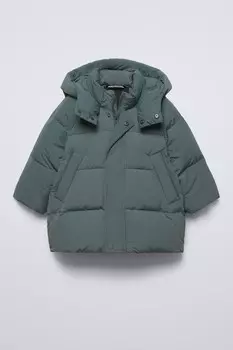 Водоотталкивающая куртка из перьев и пуха ZARA, бензиновый синий