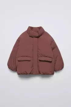 Водоотталкивающая куртка оверсайз стеганая ZARA, коричневый