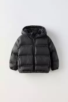 Водоотталкивающая куртка с капюшоном ZARA, черный