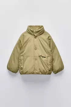 Водоотталкивающая куртка с капюшоном ZARA, светлый хаки