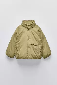 Водоотталкивающая куртка с капюшоном ZARA, светлый хаки