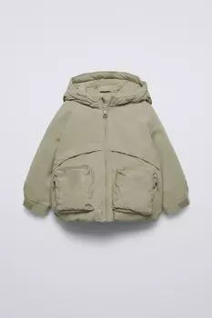 Водоотталкивающая куртка ZARA, светлый хаки