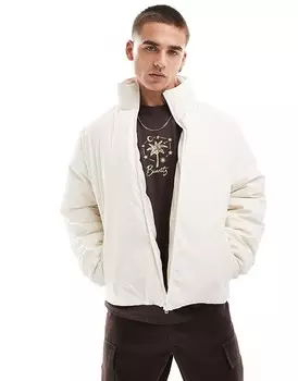 Водоотталкивающая прорезиненная куртка-пуховик цвета экрю ASOS DESIGN