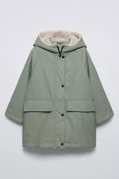 Водоотталкивающая прорезиненная куртка ZARA, хаки