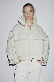 Водоотталкивающая пуховая куртка ZARA, экрю