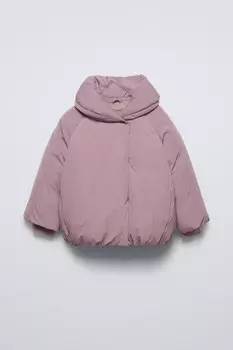 Водоотталкивающая стеганая куртка с вышивкой крестом ZARA, средний-розовый