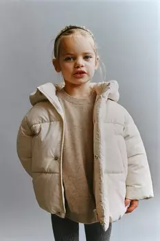 Водоотталкивающая стеганая куртка ZARA, экрю