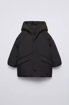 Водоотталкивающая стеганая куртка ZARA, черный