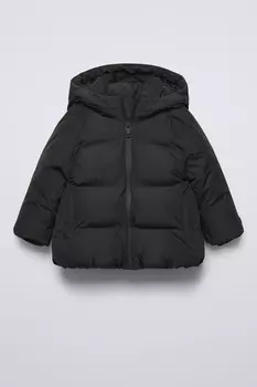 Водоотталкивающая стеганая куртка ZARA, черный