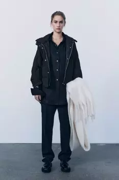 Водоотталкивающая стеганая куртка ZARA, черный