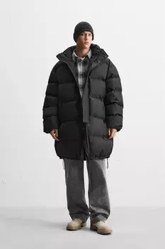 Водоотталкивающая стеганая куртка ZARA, черный
