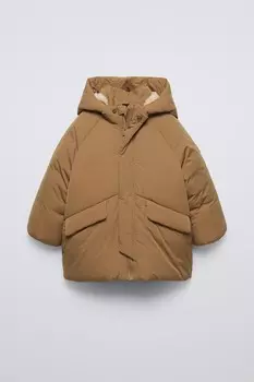 Водоотталкивающая стеганая куртка ZARA, цвет caramel
