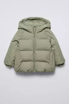 Водоотталкивающая стеганая куртка ZARA, цвет mid khaki