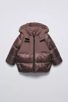 Водоотталкивающая стеганая куртка ZARA, коричневый