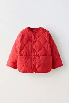 Водоотталкивающая стеганая куртка ZARA, красный