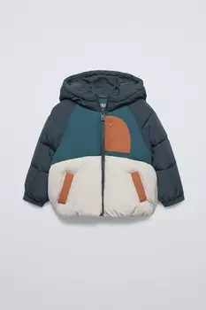 Водоотталкивающая стеганая куртка ZARA, серый/синий