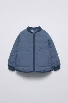 Водоотталкивающая стеганая куртка ZARA, синий