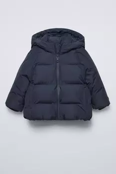 Водоотталкивающая стеганая куртка ZARA, темно-синий