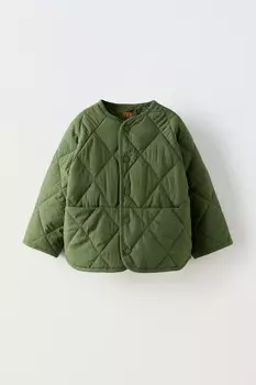 Водоотталкивающая стеганая куртка ZARA, зеленый