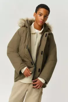 Водоотталкивающая стеганая парка H&M, зеленый