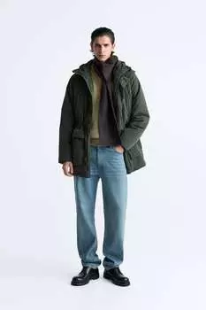 Водоотталкивающая стеганая парка ZARA, хаки