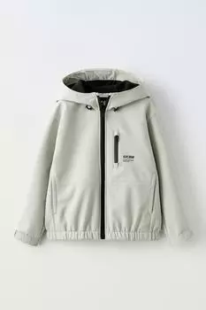 Водоотталкивающая техническая куртка с капюшоном ZARA, цвет stone