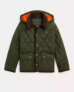 Водоотталкивающее пальто для мальчика с капюшоном Polo Ralph Lauren, зеленый