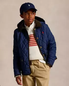 Водоотталкивающее пальто для мальчика с капюшоном Polo Ralph Lauren, темно-синий