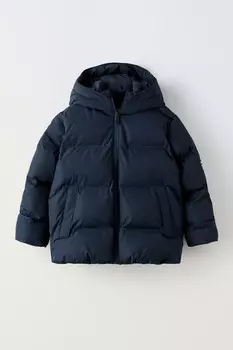 Водоотталкивающее пальто с этикеткой ZARA, темно-синий